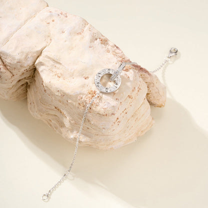 [Cadisa] LOVE DOUBLE RING FULL DIAMOND BRACELET