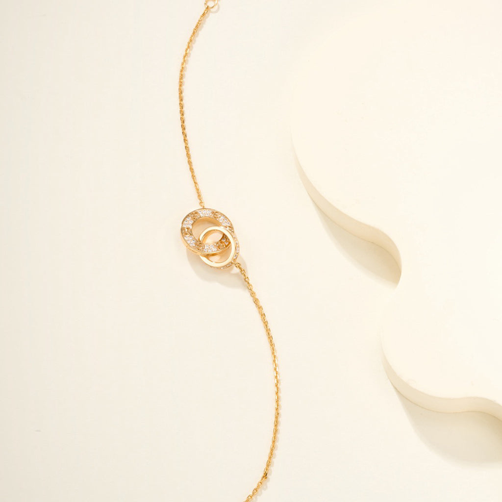 [Cadisa] LOVE DOUBLE RING FULL DIAMOND BRACELET