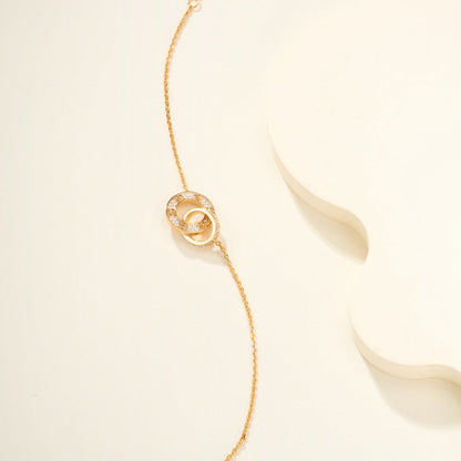 [Cadisa] LOVE DOUBLE RING FULL DIAMOND BRACELET