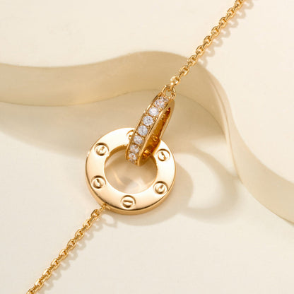 [Cadisa] LOVE DOUBLE RING FULL DIAMOND BRACELET