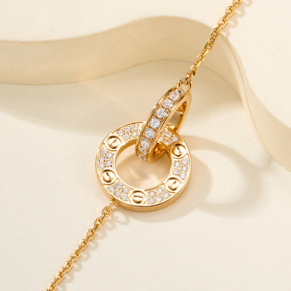[Cadisa] LOVE DOUBLE RING FULL DIAMOND BRACELET