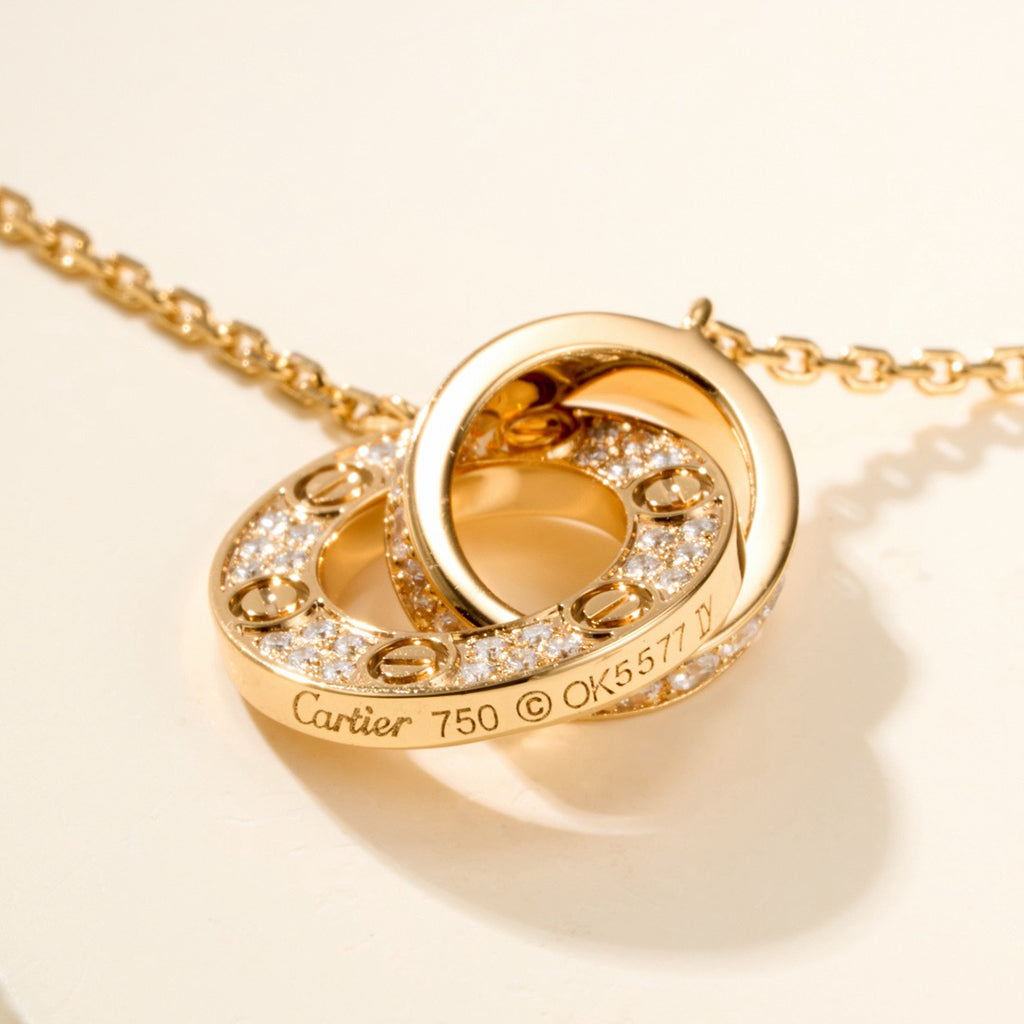 [Cadisa] LOVE DOUBLE RING FULL DIAMOND BRACELET