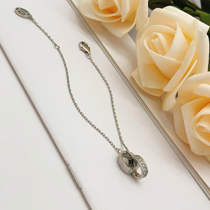 [Cadisa] LOVE DOUBLE RING HALF DIAMOND BRACELET