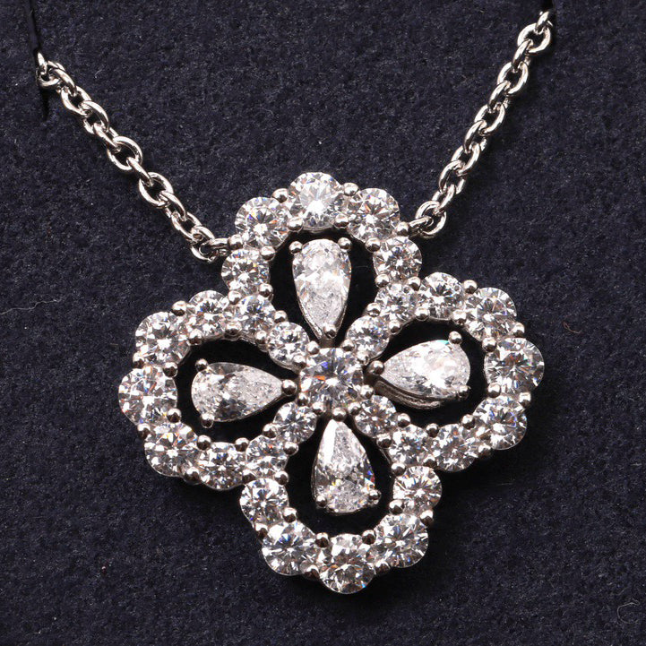 [Cadisa]LOOP NECKLACE FULL MOTIF DIAMOND 16MM MULTIPLE COLORS