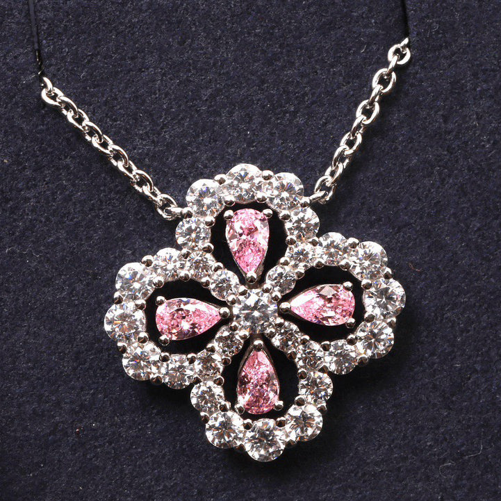 [Cadisa]LOOP NECKLACE FULL MOTIF DIAMOND 16MM MULTIPLE COLORS