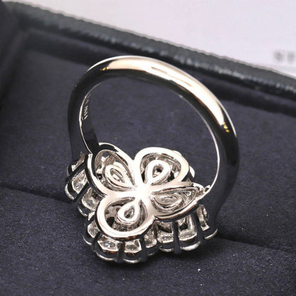 [Cadisa]LOOP RING FULL MOTIF DIAMOND 16MM SILVE