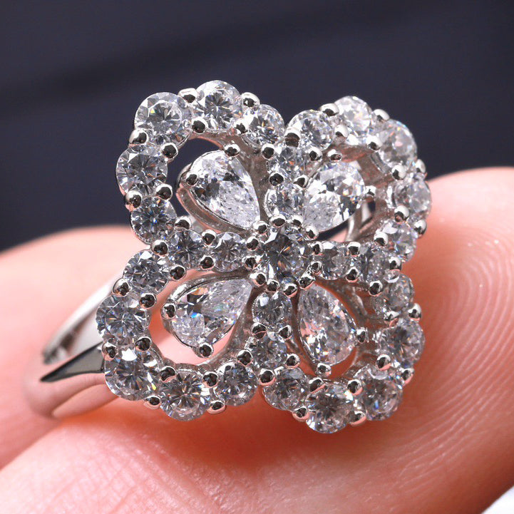 [Cadisa]LOOP RING FULL MOTIF DIAMOND 16MM SILVE