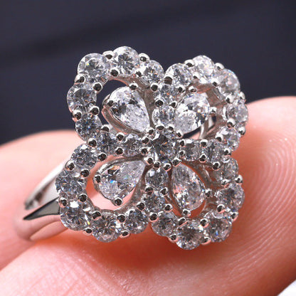 [Cadisa]LOOP RING FULL MOTIF DIAMOND 16MM SILVE