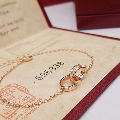 [Cadisa] LOVE DOUBLE RING HALF DIAMOND BRACELET