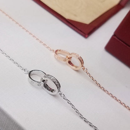 [Cadisa] LOVE DOUBLE RING HALF DIAMOND BRACELET
