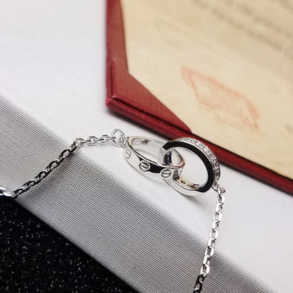 [Cadisa] LOVE DOUBLE RING HALF DIAMOND BRACELET