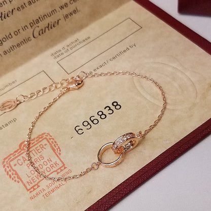[Cadisa] LOVE DOUBLE RING HALF DIAMOND BRACELET