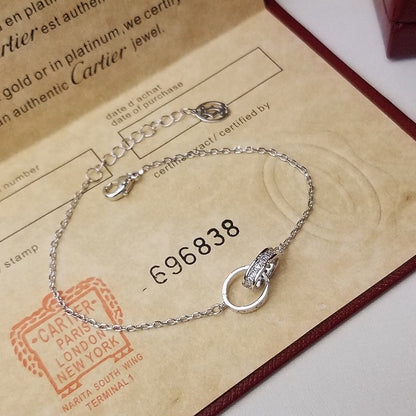 [Cadisa] LOVE DOUBLE RING HALF DIAMOND BRACELET