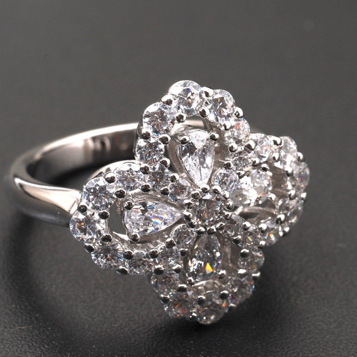 [Cadisa]LOOP RING FULL MOTIF DIAMOND 16MM SILVE