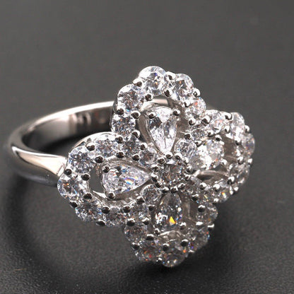 [Cadisa]LOOP RING FULL MOTIF DIAMOND 16MM SILVE