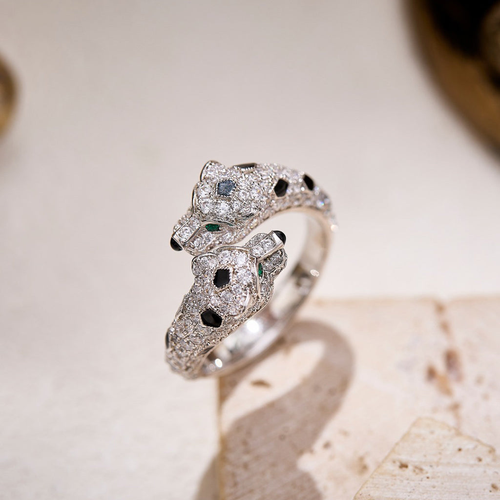 [Cadisa] PANTHERE DOUBLE HEADED FULL DIAMOND  RING