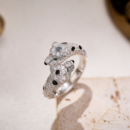 [Cadisa] PANTHERE DOUBLE HEADED FULL DIAMOND  RING