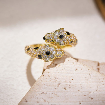 [Cadisa] PANTHERE DOUBLE HEADED FULL DIAMOND  RING