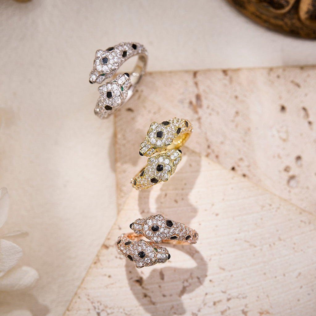 [Cadisa] PANTHERE DOUBLE HEADED FULL DIAMOND  RING