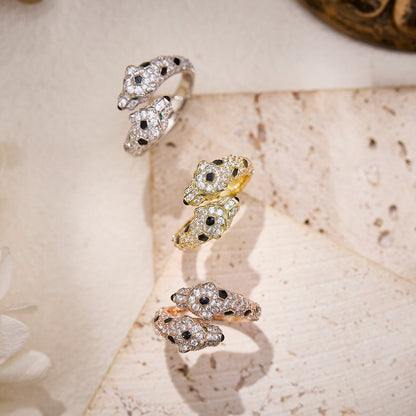[Cadisa] PANTHERE DOUBLE HEADED FULL DIAMOND  RING