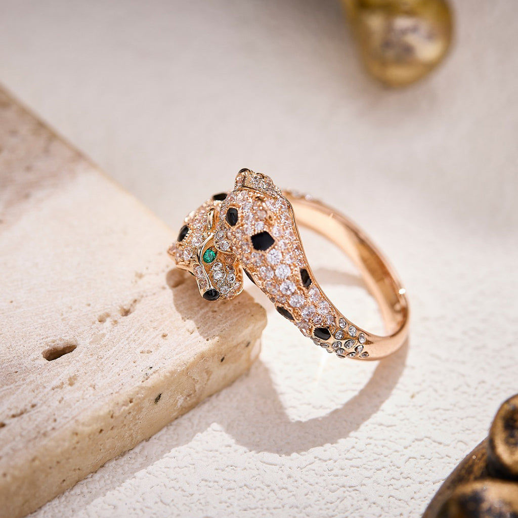 [Cadisa] PANTHERE DOUBLE HEADED FULL DIAMOND  RING