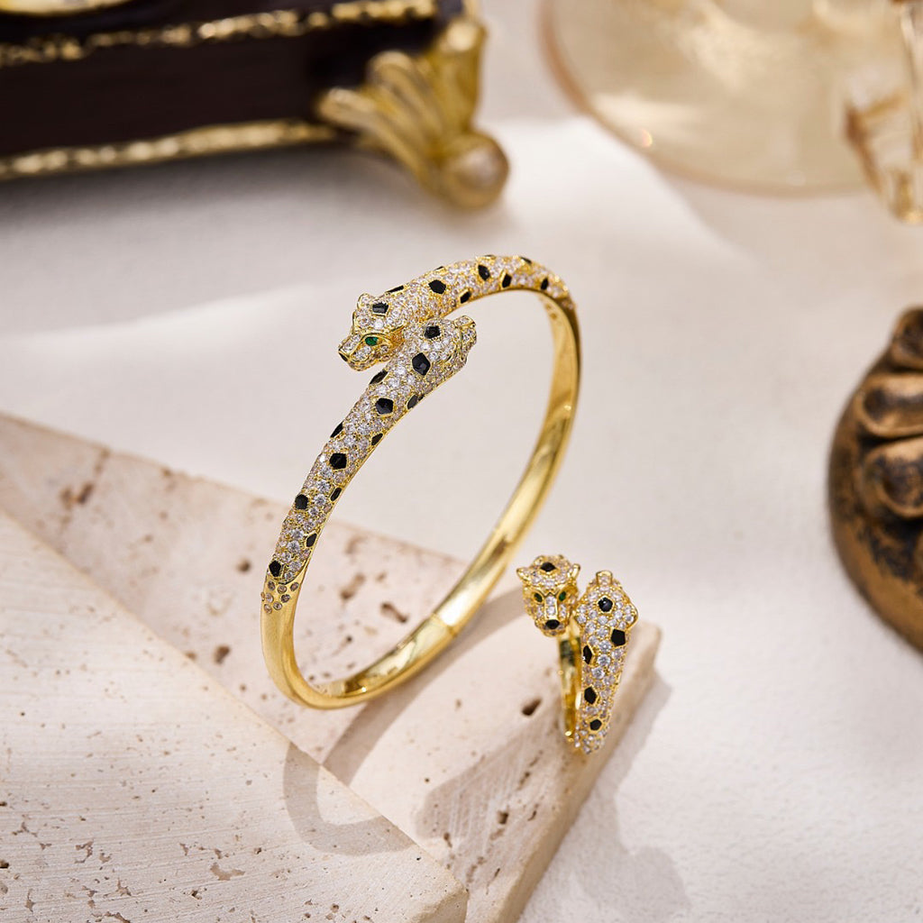 [Cadisa] PANTHERE DOUBLE HEADED FULL DIAMOND  RING