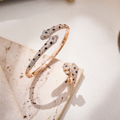 [Cadisa] PANTHERE DOUBLE HEADED FULL DIAMOND  RING