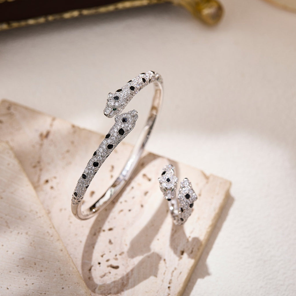 [Cadisa] PANTHERE DOUBLE HEADED FULL DIAMOND  RING