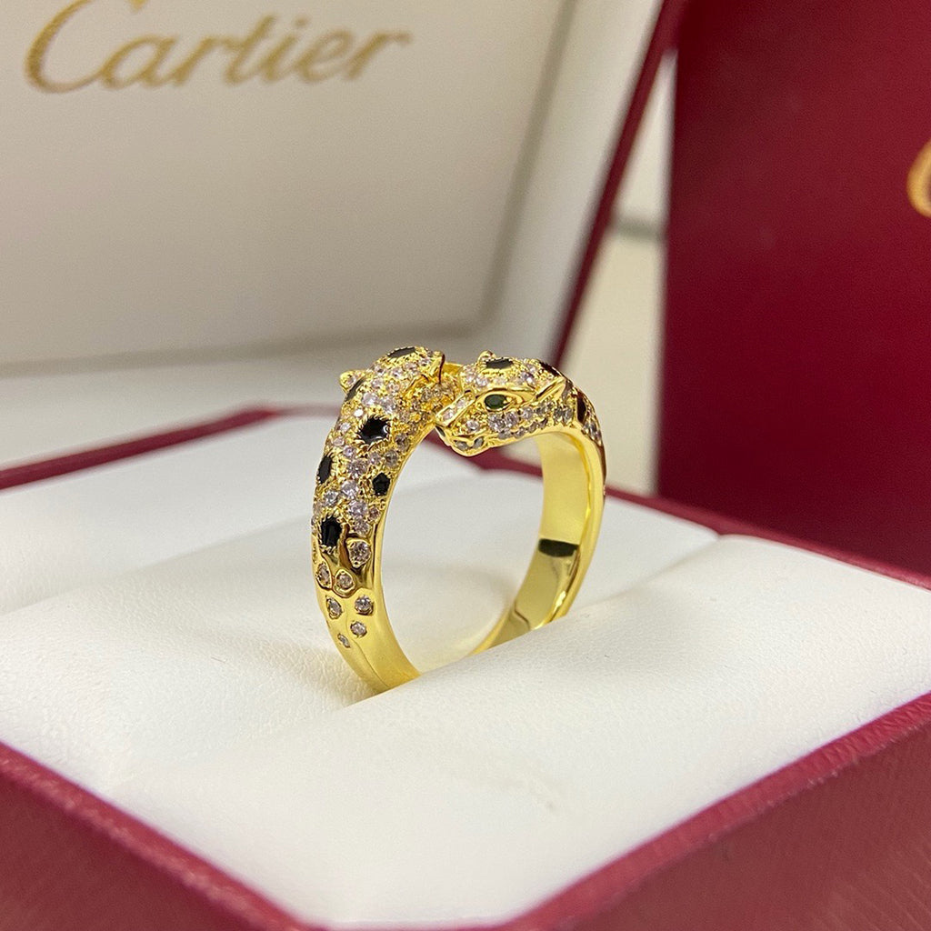 [Cadisa] PANTHERE DOUBLE HEADED FULL DIAMOND  RING