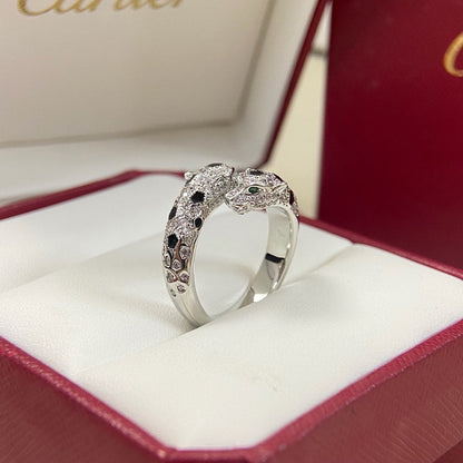[Cadisa] PANTHERE DOUBLE HEADED FULL DIAMOND  RING