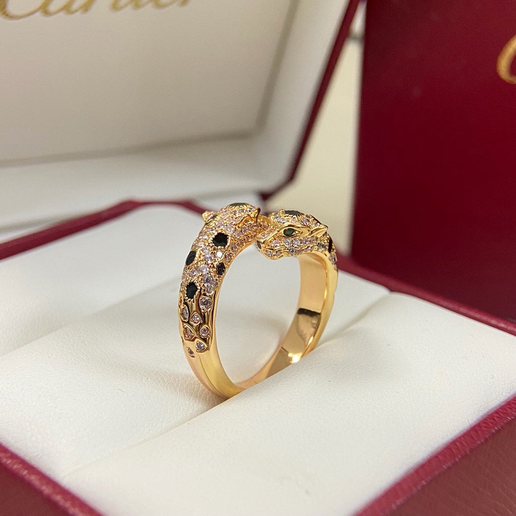 [Cadisa] PANTHERE DOUBLE HEADED FULL DIAMOND  RING
