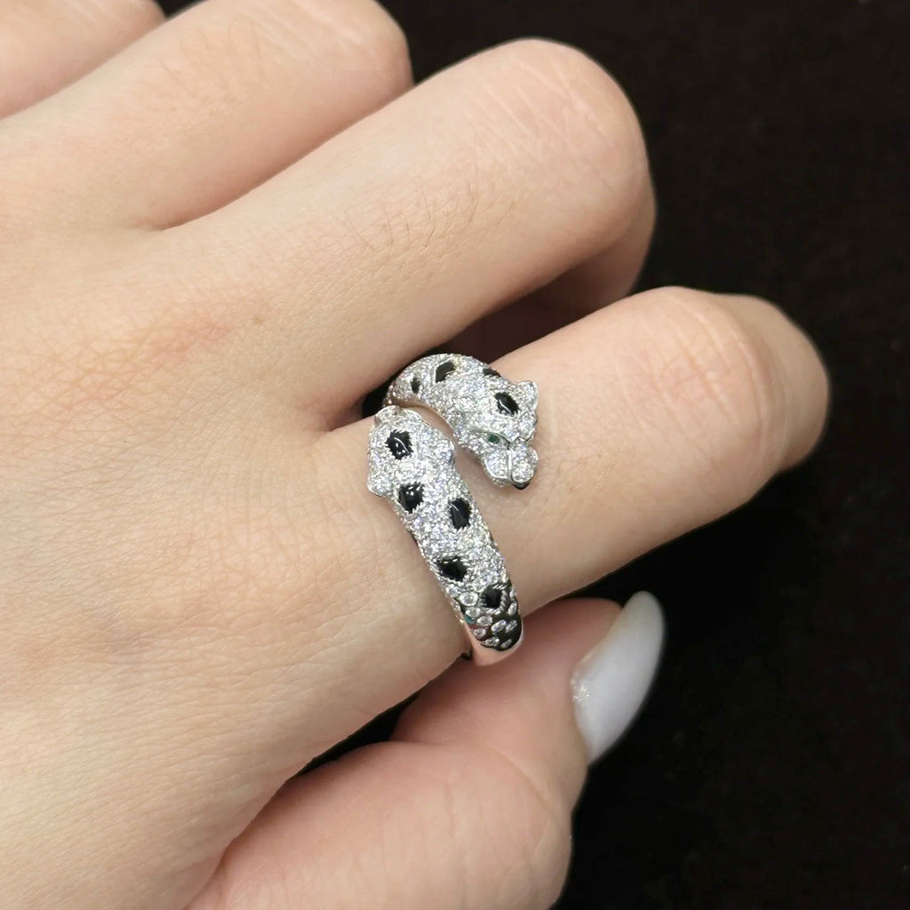 [Cadisa] PANTHERE DOUBLE HEADED FULL DIAMOND  RING