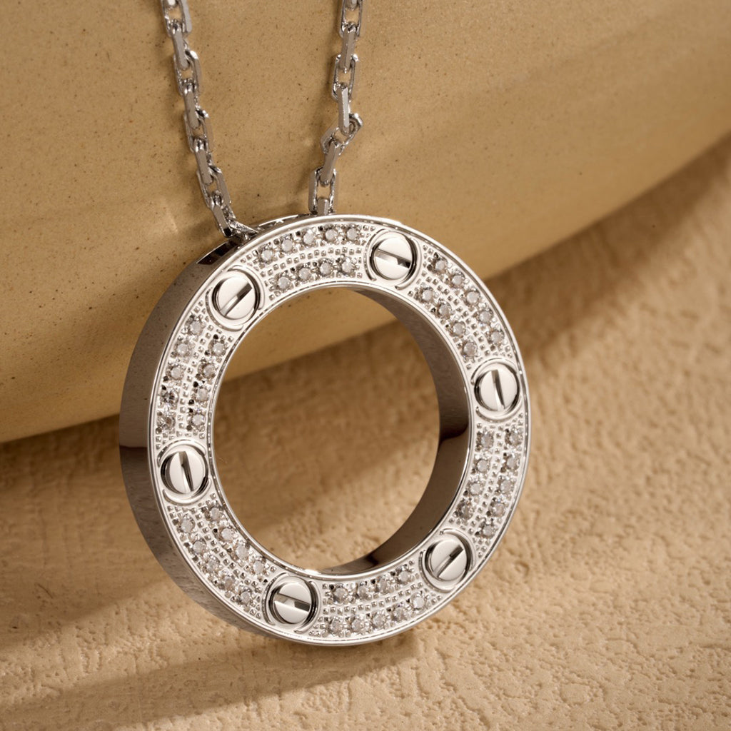 [Cadisa] LOVE NECKLACE 16MM  FULL DIAMOND