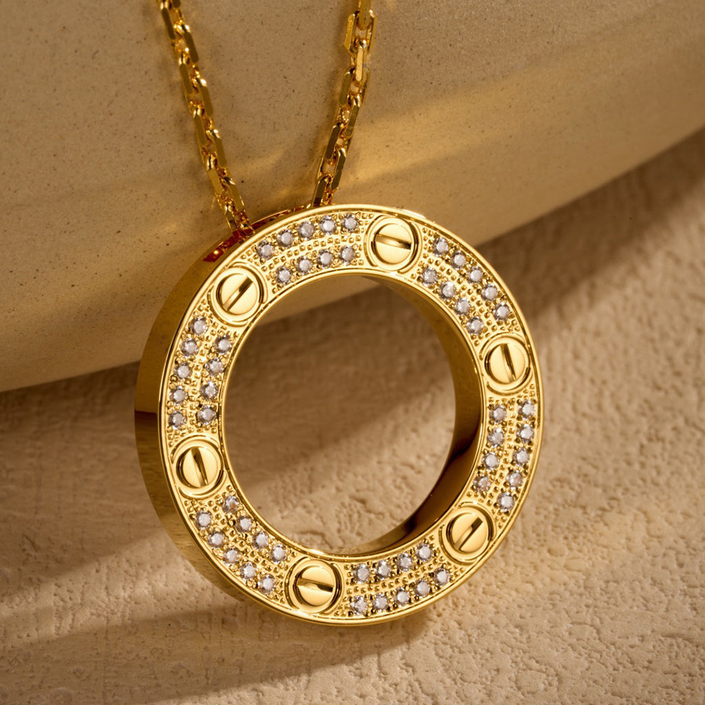 [Cadisa] LOVE NECKLACE 16MM  FULL DIAMOND