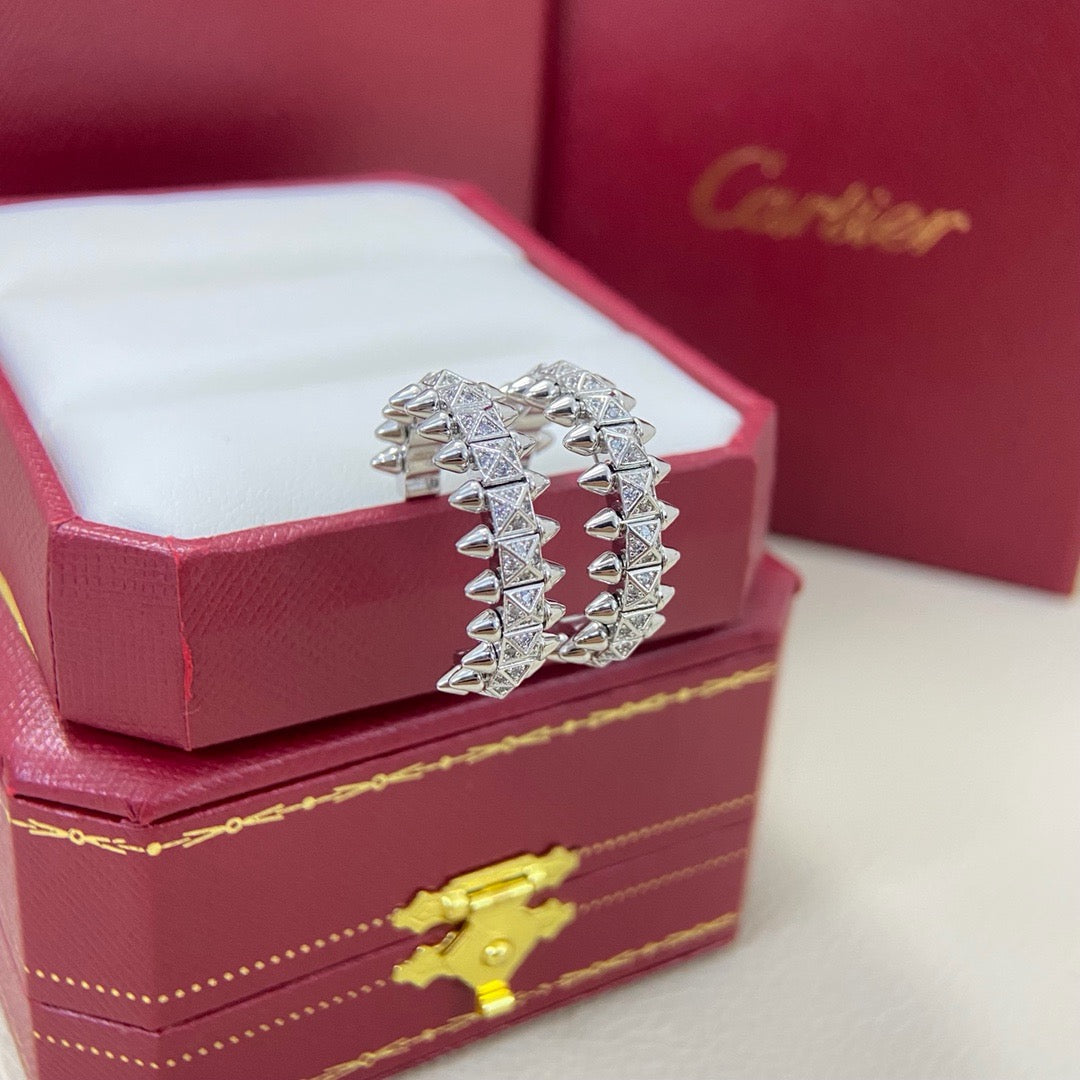 [Cadisa] CLASH 6.4MM FULL DIAMOND SMALL EARRINGS
