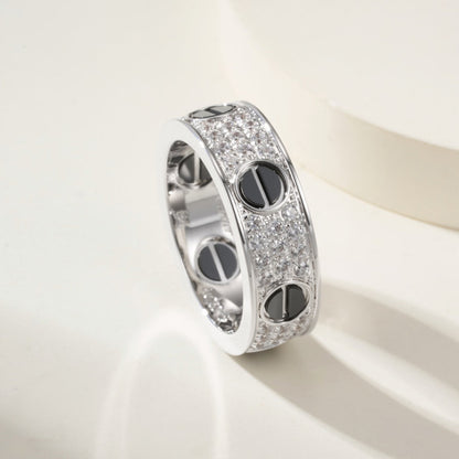 [Cadisa] LOVE RING 5.5MM DIAMONDS PAVED CERAMIC