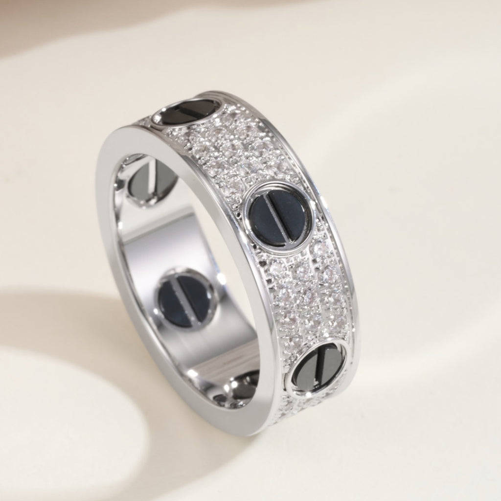 [Cadisa] LOVE RING 5.5MM DIAMONDS PAVED CERAMIC