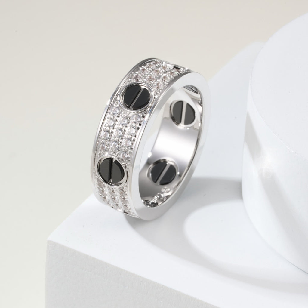 [Cadisa] LOVE RING 5.5MM DIAMONDS PAVED CERAMIC