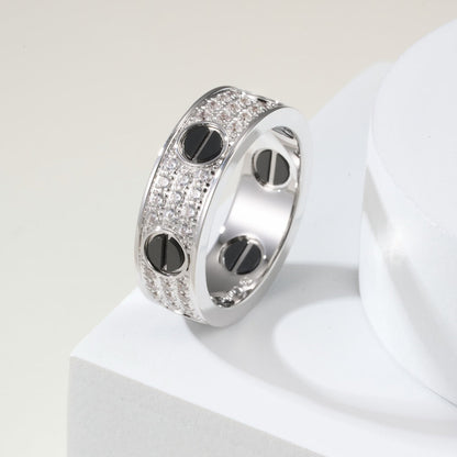 [Cadisa] LOVE RING 5.5MM DIAMONDS PAVED CERAMIC
