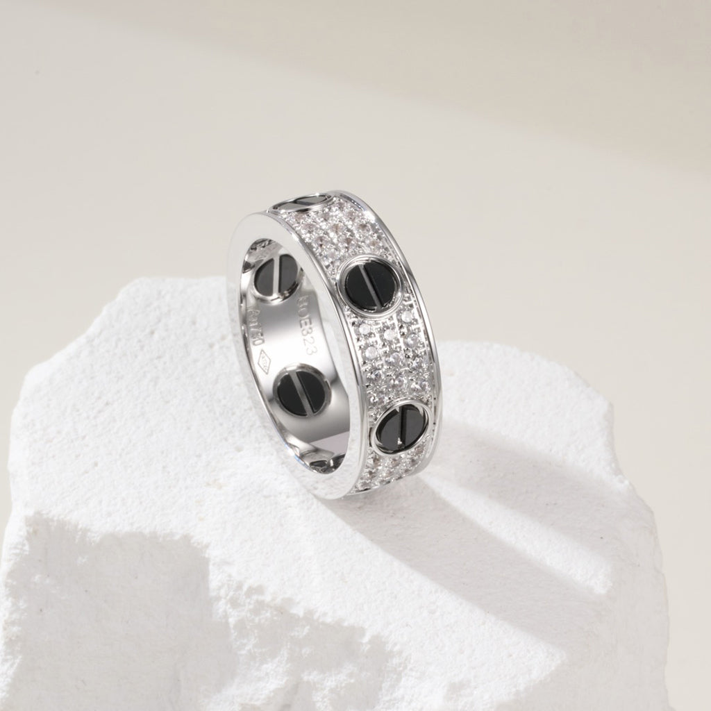 [Cadisa] LOVE RING 5.5MM DIAMONDS PAVED CERAMIC