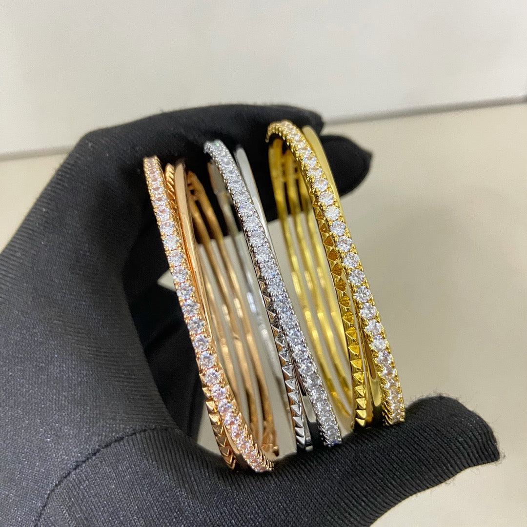 [Cadisa] ETINCELLE HALF-PAVED DIAMOND BRACELET