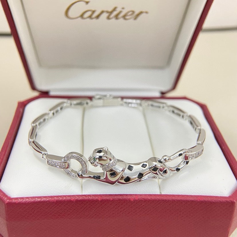 [Cadisa] PANTHERE HALF DIAMOND ON CHAIN BRACELET