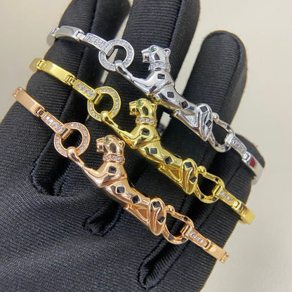 [Cadisa] PANTHERE HALF DIAMOND ON CHAIN BRACELET