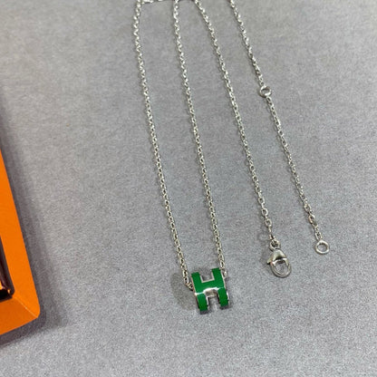 [Cadisa]POP H GREEN NECKLACE SILVER AND GOLD