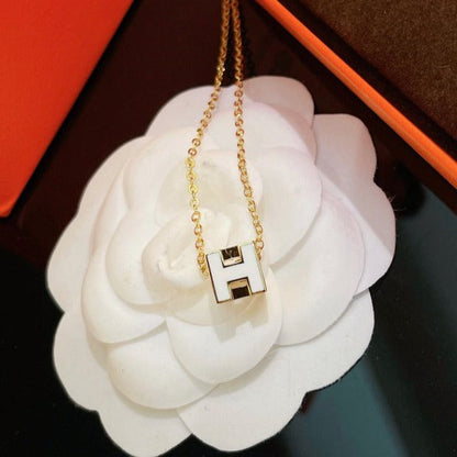 [Cadisa]H WHITE SQUARE GOLD NECKLACE