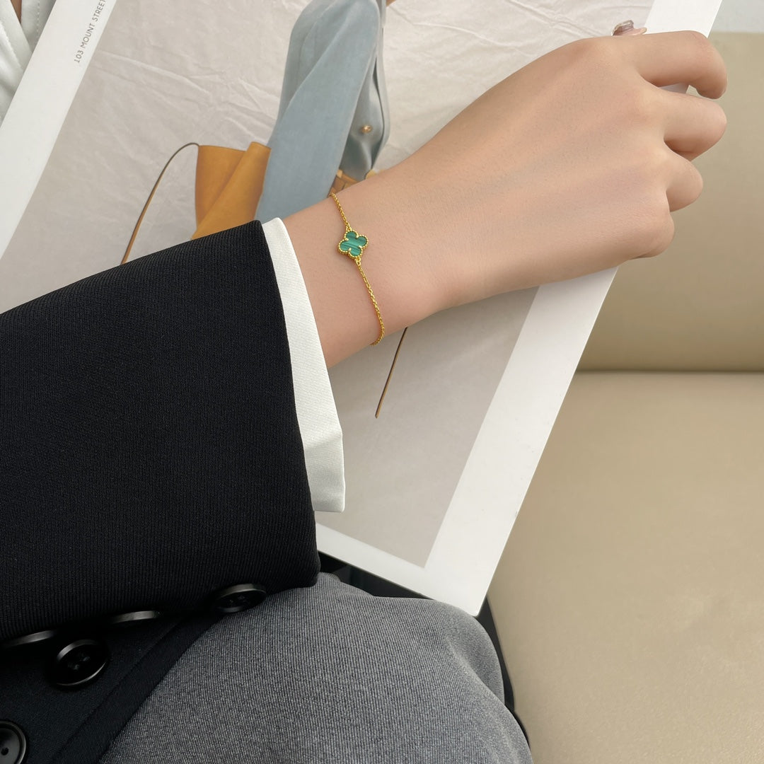 [Cadisa]CLOVER BRACELET MALACHITE 1 MOTIF