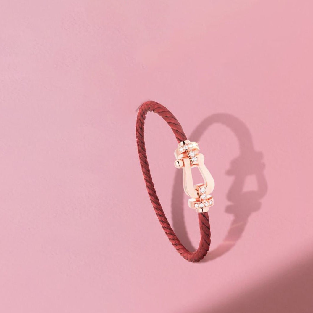 [Cadisa]FORCE 10 HALF DIAMOND PINK GOLD RED CORDERI LARGE AND MEDIUM MODEL