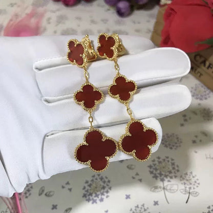 [Cadisa]CLOVER 3 MOTIF CARNELIAN DROP EARRINGS