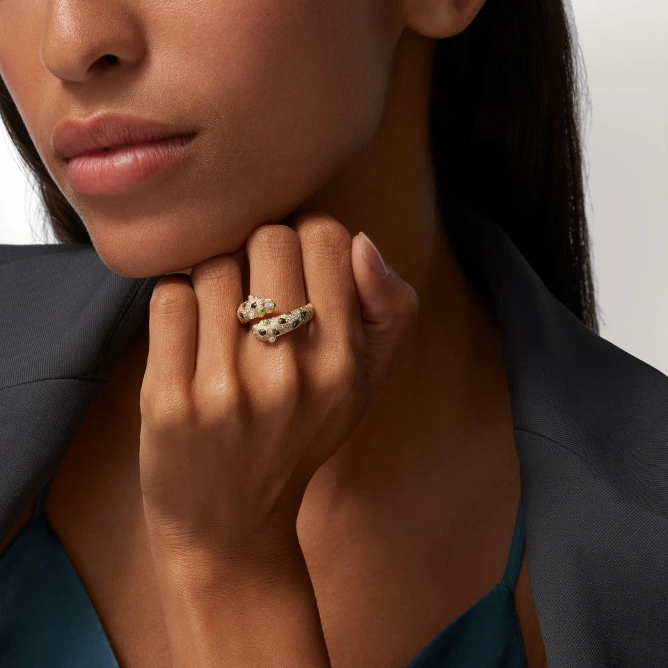 [Cadisa] PANTHERE DOUBLE HEADED FULL DIAMOND  RING