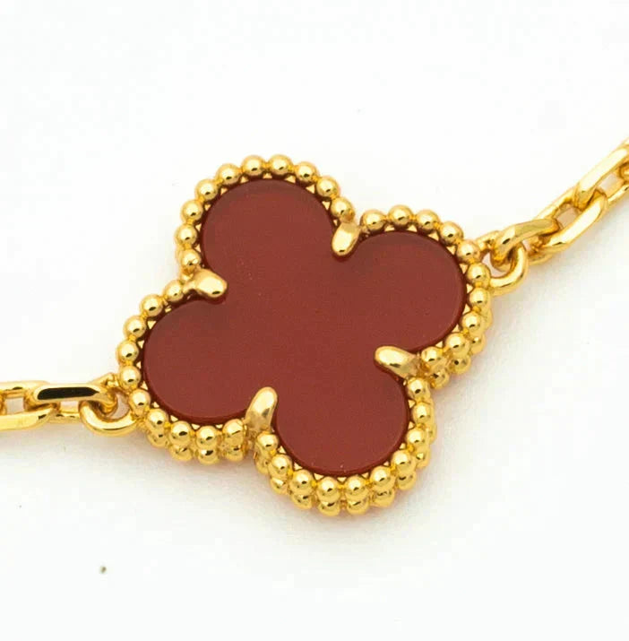 [Cadisa]CLOVER  5 MOTIFS CARNELIAN GOLD BRACELET